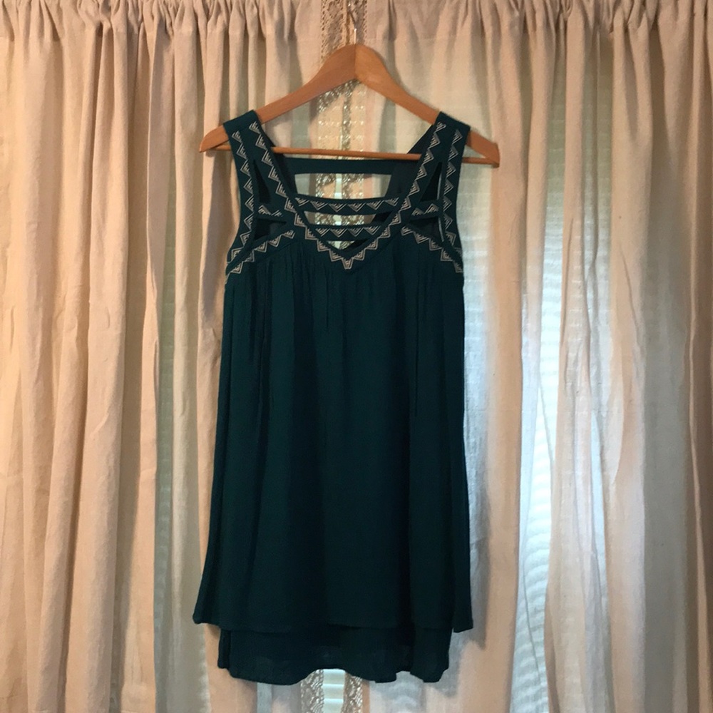 Sea green print with cut out top dress.